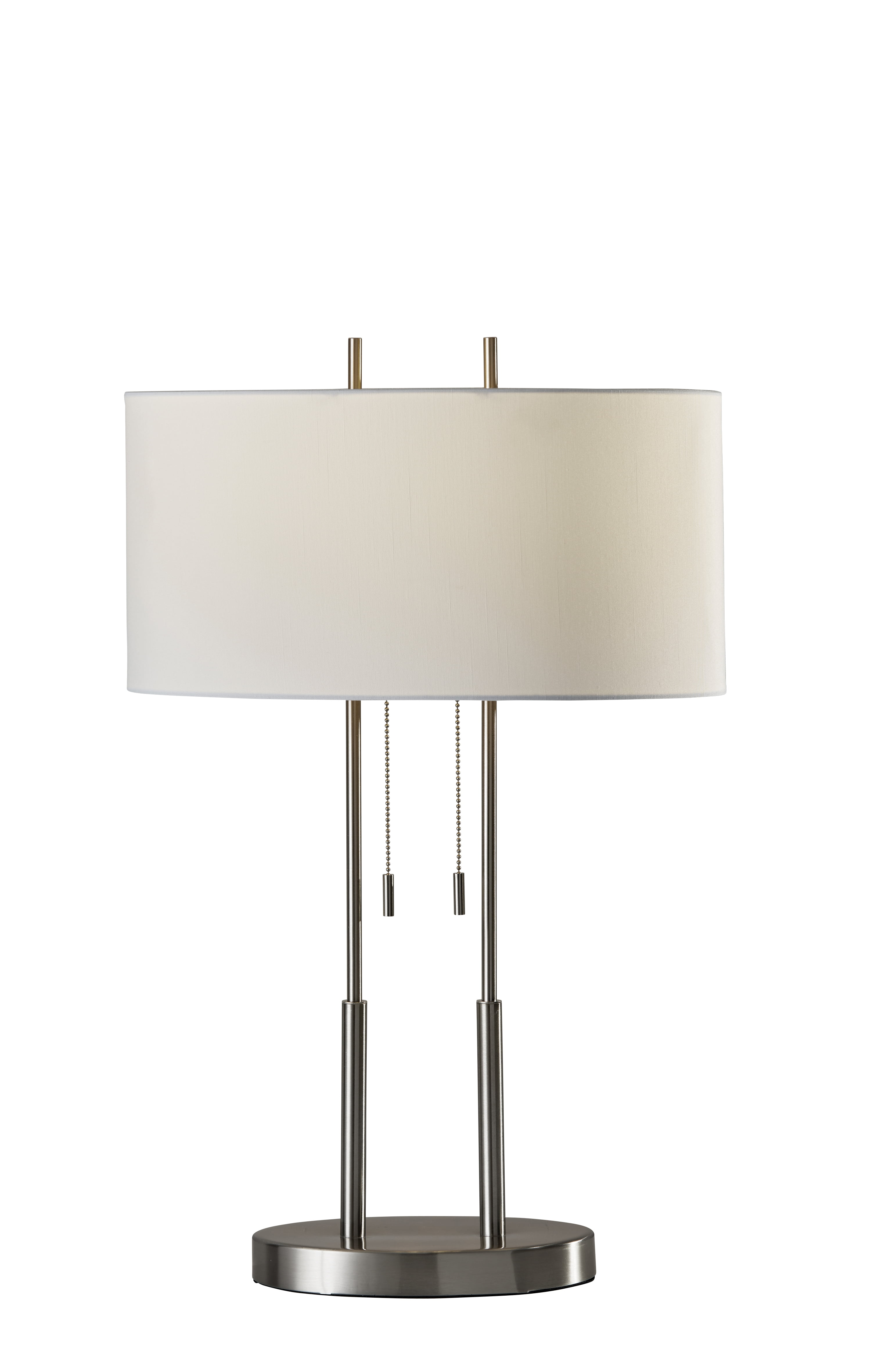 Adjustable Brushed Steel Table Lamp with White Shade