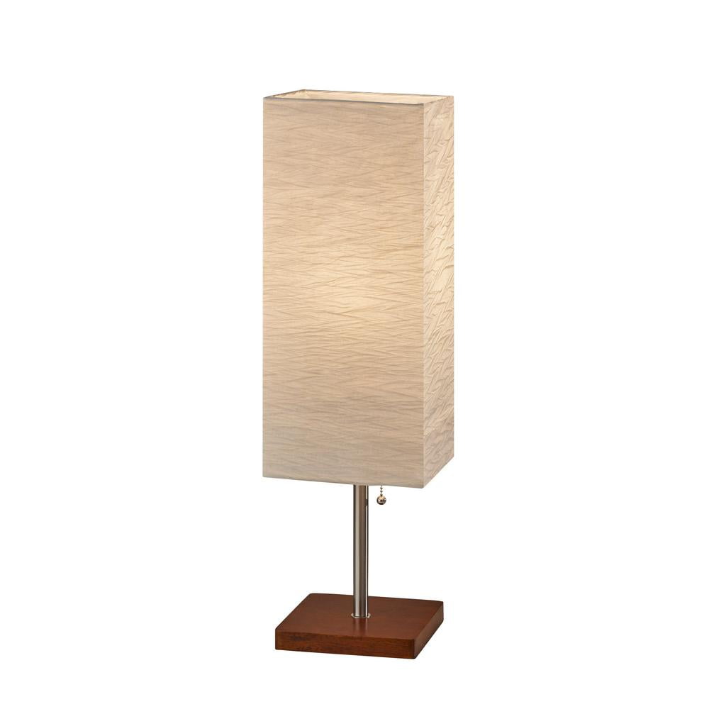 Dune Walnut and Brushed Steel Table Lamp with White Shade