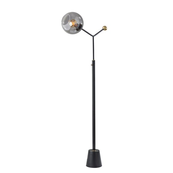 Adesso Dusk 62" Modern Black Floor Lamp with Fading Smoke Glass Globe Shade