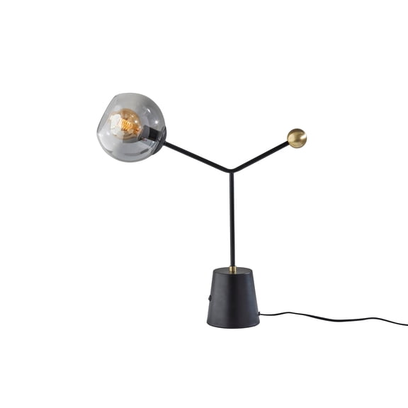 Adesso Dusk 23.25" Modern Black Table Lamp with Fading Smoke Glass Globe Shade