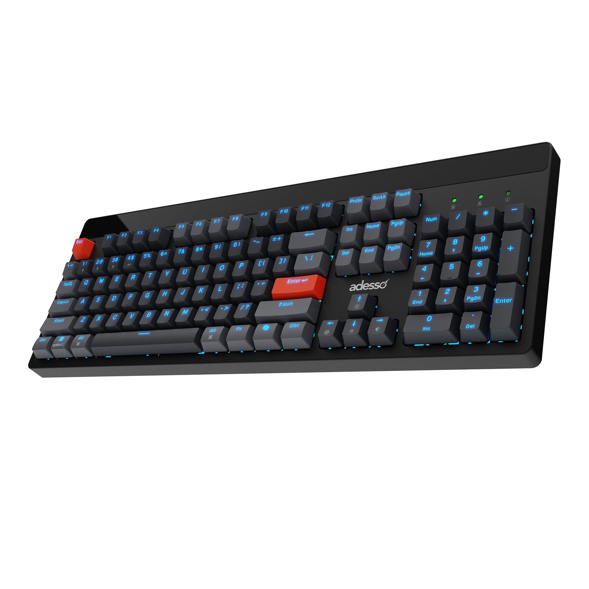 ADESSO Easytouch 1300 Mechanical Keyboard RGB Illuminated Hot Swappable Red Switches Wired Wireless Bluetooth Gaming Keyboard with Copilot AI Hotkey for Windows Mac