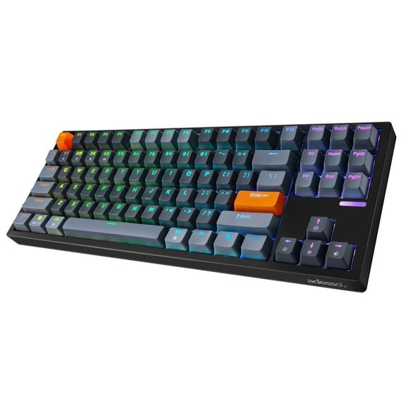 Adesso EasyTouch 1100 Keyboard - Wired/Wireless Connectivity - Bluetooth/RF - 2.40 GHz - USB Interface - RGB LED - 88 Key(s) - CoPilot, Windows Key Hot Key(s) - Windows, Mac OS - English (US) - PC,...