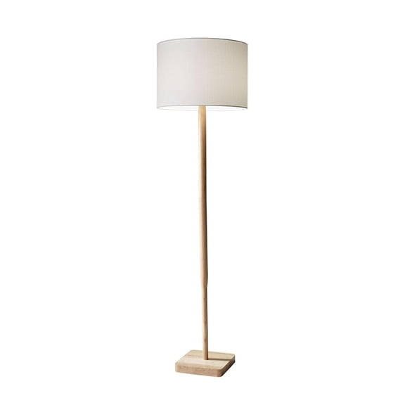 Adesso Ellis 58.5" Rustic/Lodge Dimmable Natural Rubber Wood Standard Lamps Floor Lamp with White Solid Print Shades