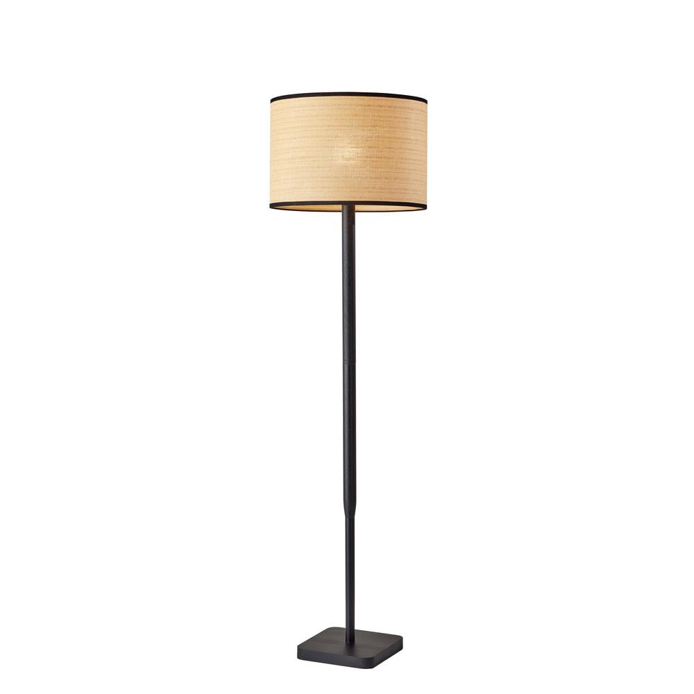 Ellis 18'' Black Wood Floor Lamp with 3-Way Edison Light