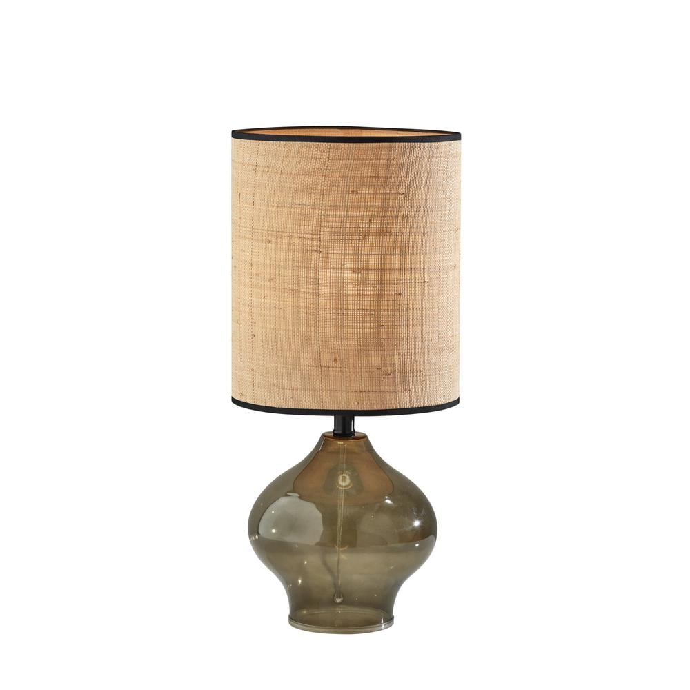 Emma 23.5'' Green Glass Table Lamp with Rattan Shade