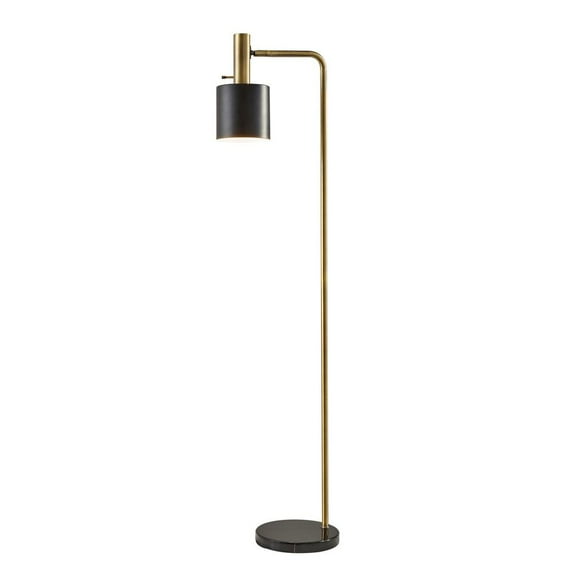 Adesso Emmett Floor Lamp, Antique Brass and Black