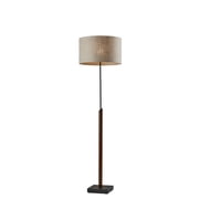 Adesso Ethan Floor Lamp, Walnut Rubberwood with Black Accents