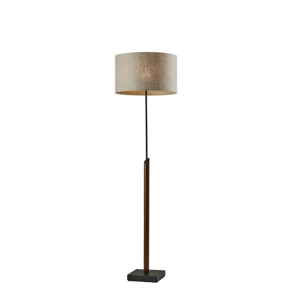 Adesso Ethan Floor Lamp, Walnut Rubberwood with Black Accents