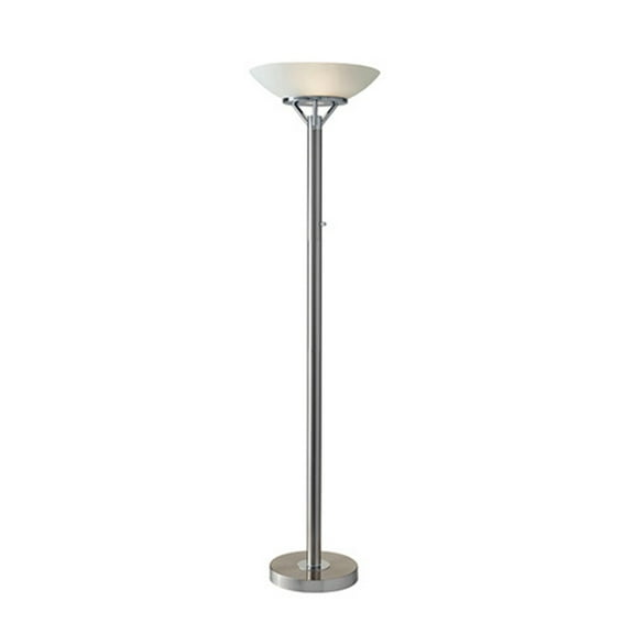 Adesso Expo 71.5" Brushed Steel Torchiere Floor Lamp with Frosted Glass Shade