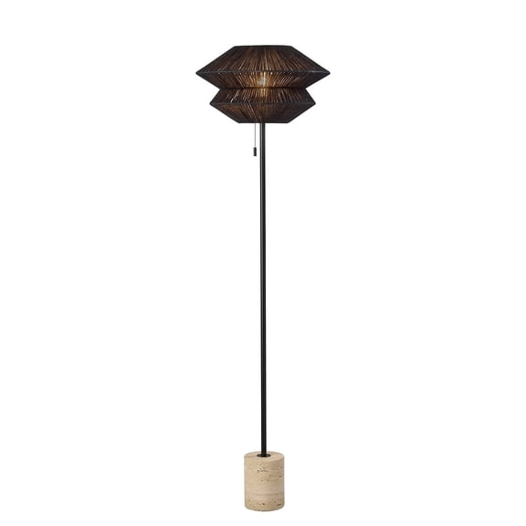 Adesso Gardner 63" Modern Black Standard Lamps Floor Lamp with Black Shades