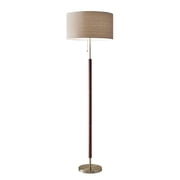 Adesso Hamilton 65.5" Mid-Century Smart Compatible Walnut & Antique Brass Floor Lamp