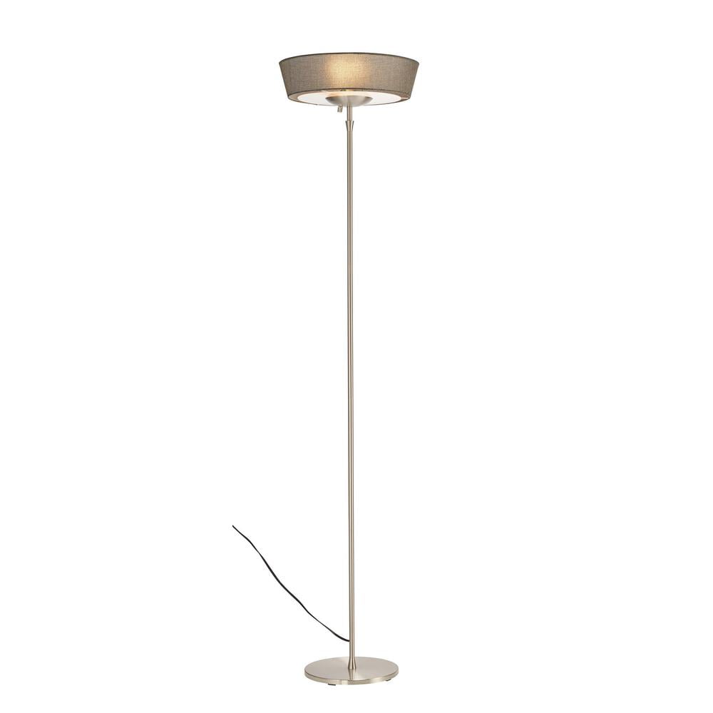 Harper Slim Satin Steel 71" Grey Linen Shade Floor Lamp
