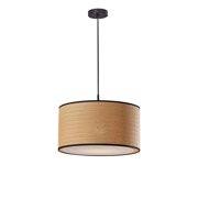 Adesso Harvest Adjustable Portable Black with Natural & Black Drum Pendant
