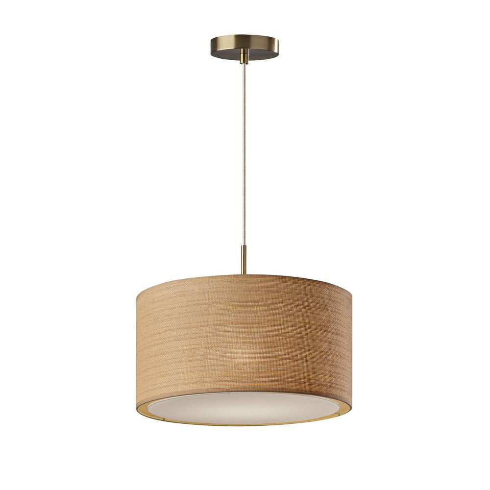 Harvest 22" Antique Brass Large Pendant with Natural Woven Shade