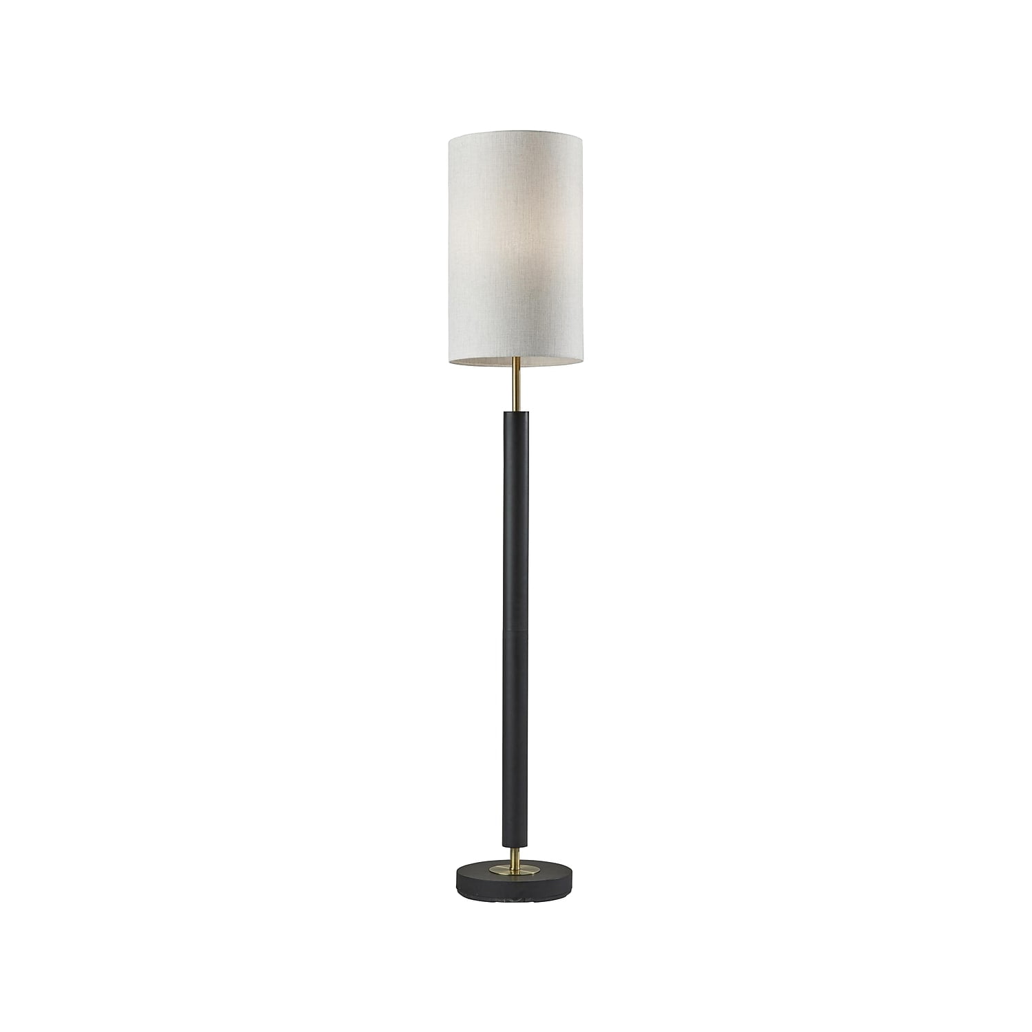 Adesso Hollywood Floor Lamp, Black with Antique Brass Accents