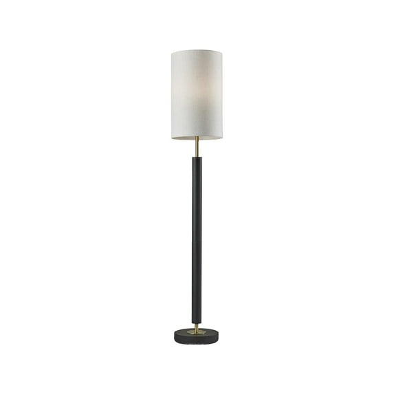 Adesso Hollywood Floor Lamp, Black with Antique Brass Accents