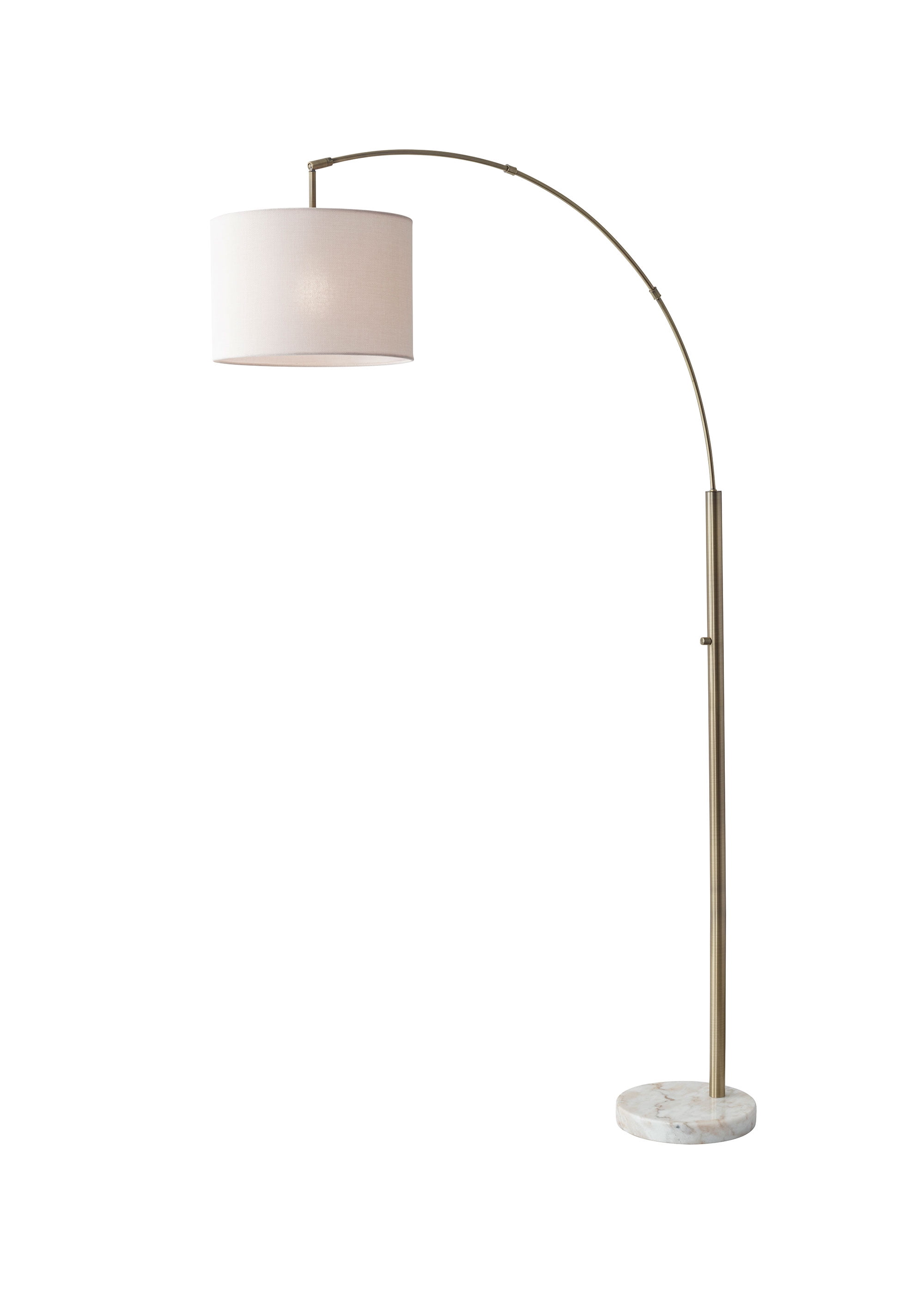 Antique Brass Adjustable Arc Floor Lamp with Marble Base
