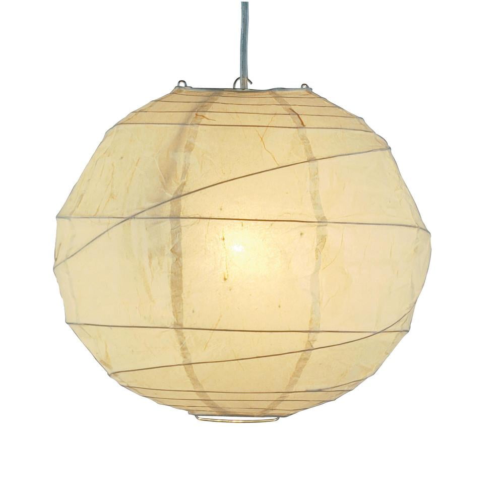 Ontario 24'' Natural Bamboo Ribbed Rice Paper Globe Pendant Lamp