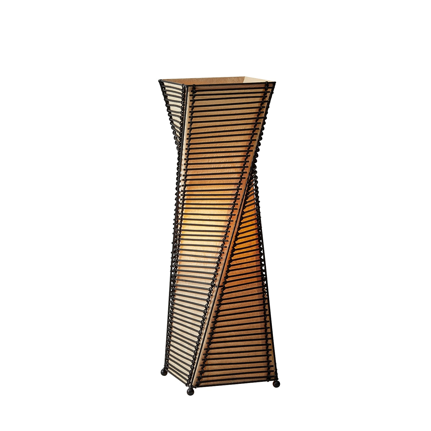 Stix Black Metal and Cane Rod 24.5" Table Lantern