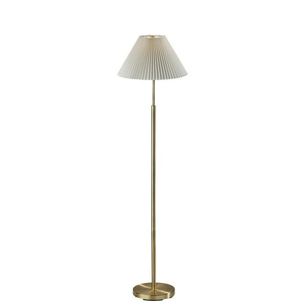 Simplee Adesso Jeremy 60.75"H Antique Brass Floor Lamp with White Pleated Fabric Shade (SL9500-21)