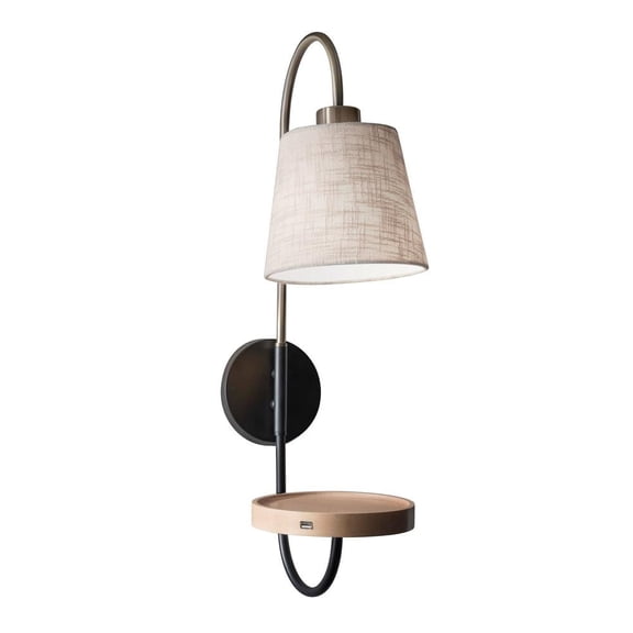 Adesso Jeffrey Brass Smart Technology Capable Incandescent Corded Electric Wall Light