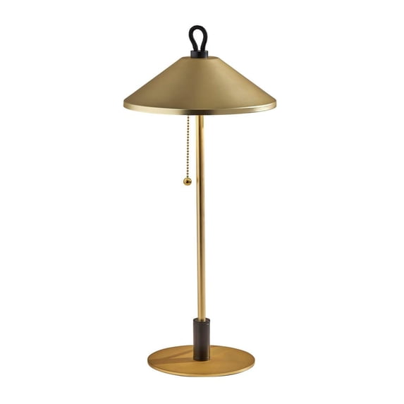 Adesso Kaden 19.75" 2-Light Pull Chain LED Brass Table Lamp with Tapered Metal Shade