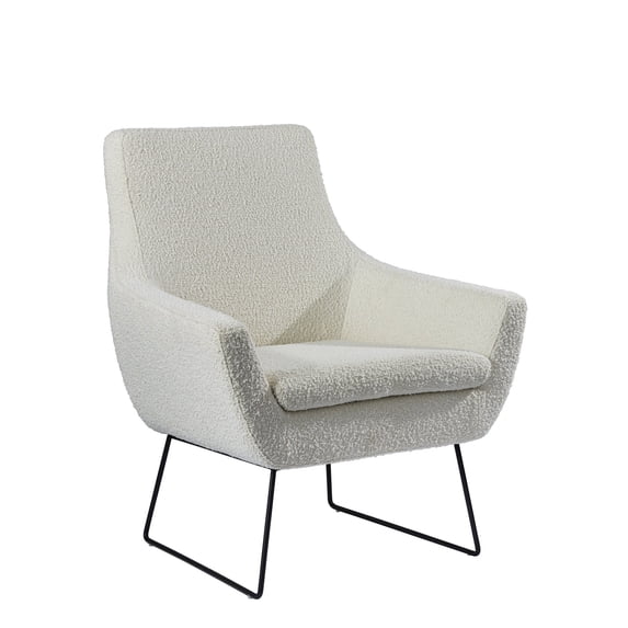 Adesso Kendrick Soft Textured Grey Arm Chair Accent Chairs Off White Boucle Solid Modern & Contemporary