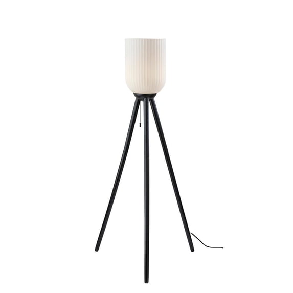 Adesso Kinsley 57.5" Tripod Floor Lamp with Ribbed Frosted Glass Cylinder Shade
