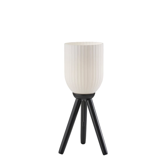 Adesso Kinsley 22.5" 1-Light Pull Chain Tripod Table Lamp with Ribbed Glass Cylinder Shade