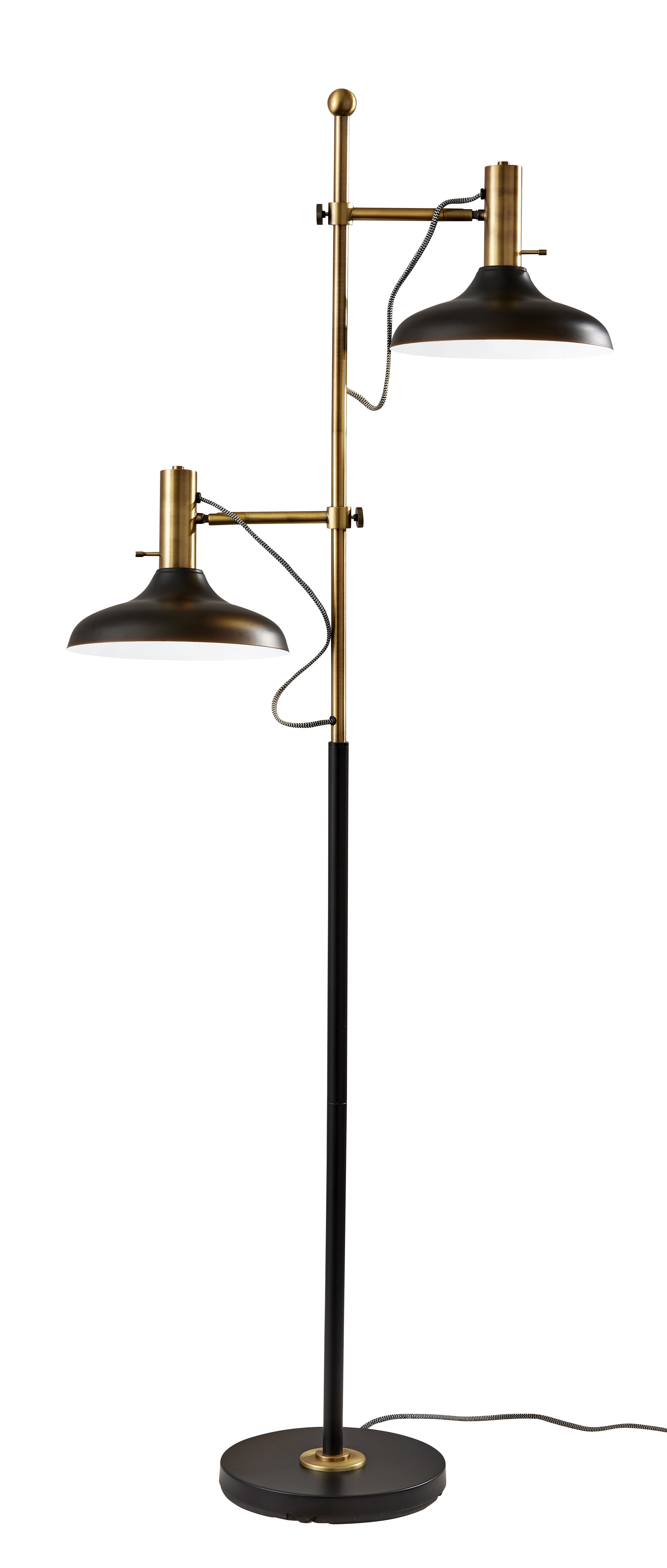 Adesso Kramer Floor Lamp, Antique Brass and Black