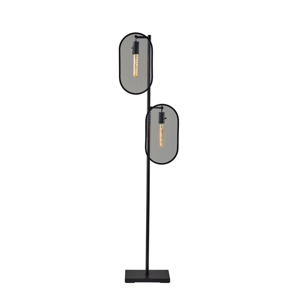 Landon Black Metal Floor Lamp with Adjustable Edison Bulbs