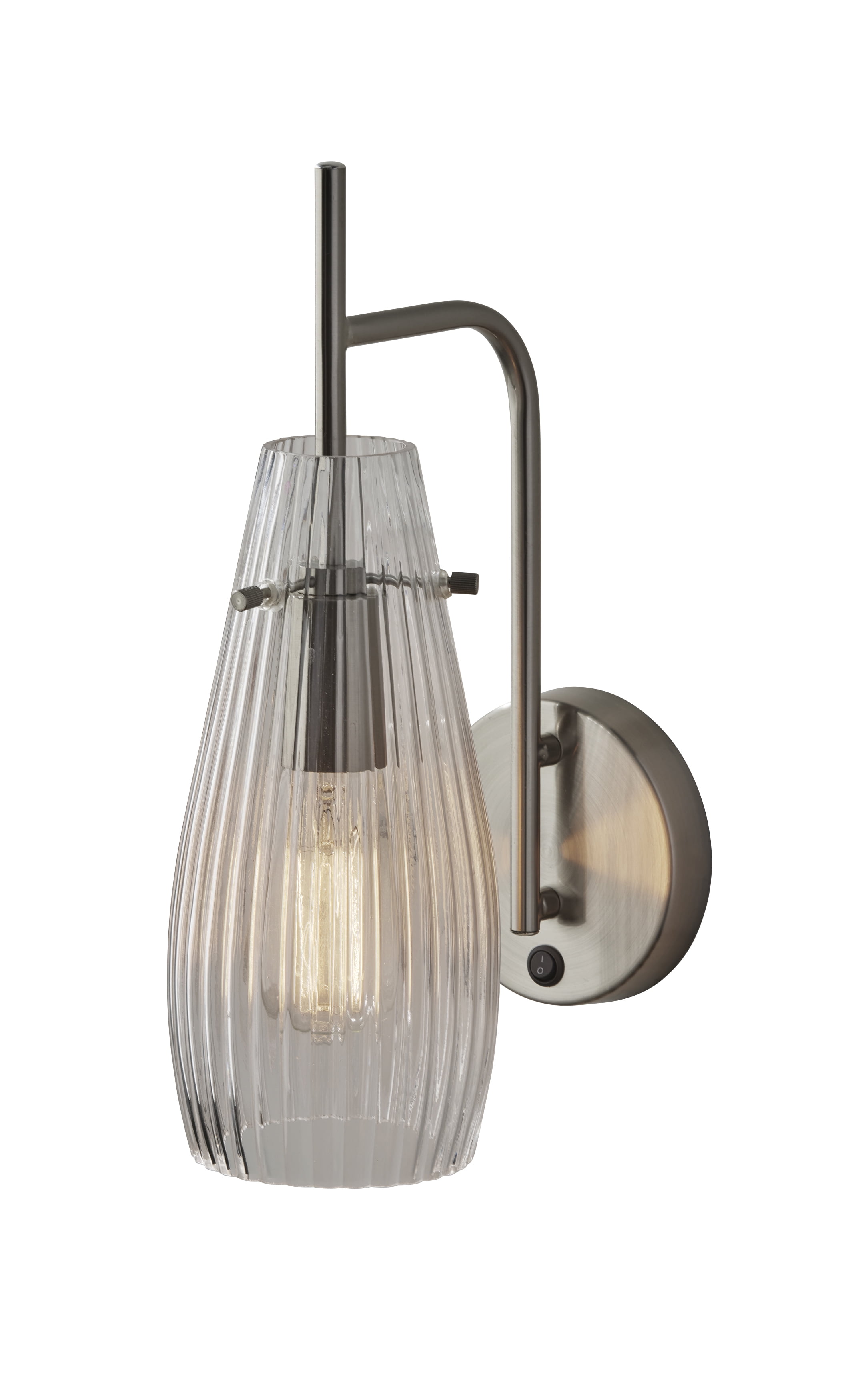Brushed Steel and Clear Glass Cylinder Wall Sconce