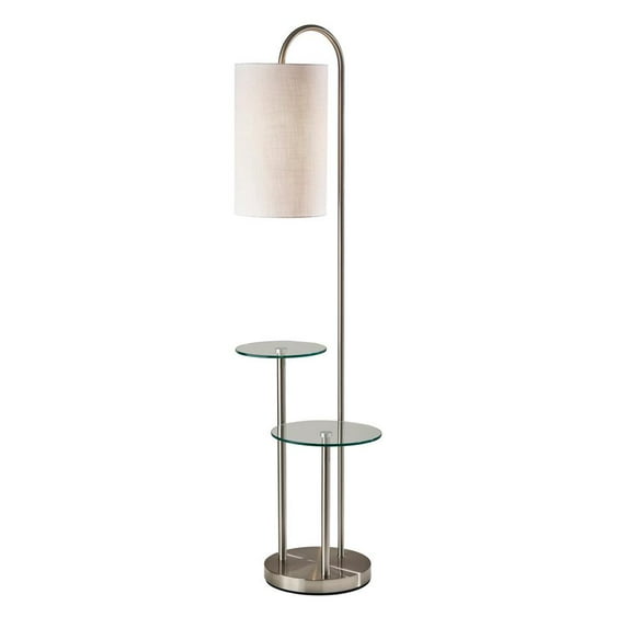 Adesso Leonard Shelf Floor Lamp, Brushed Steel