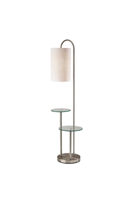 Leonard Shelf Floor Lamp, Brushed Steel
