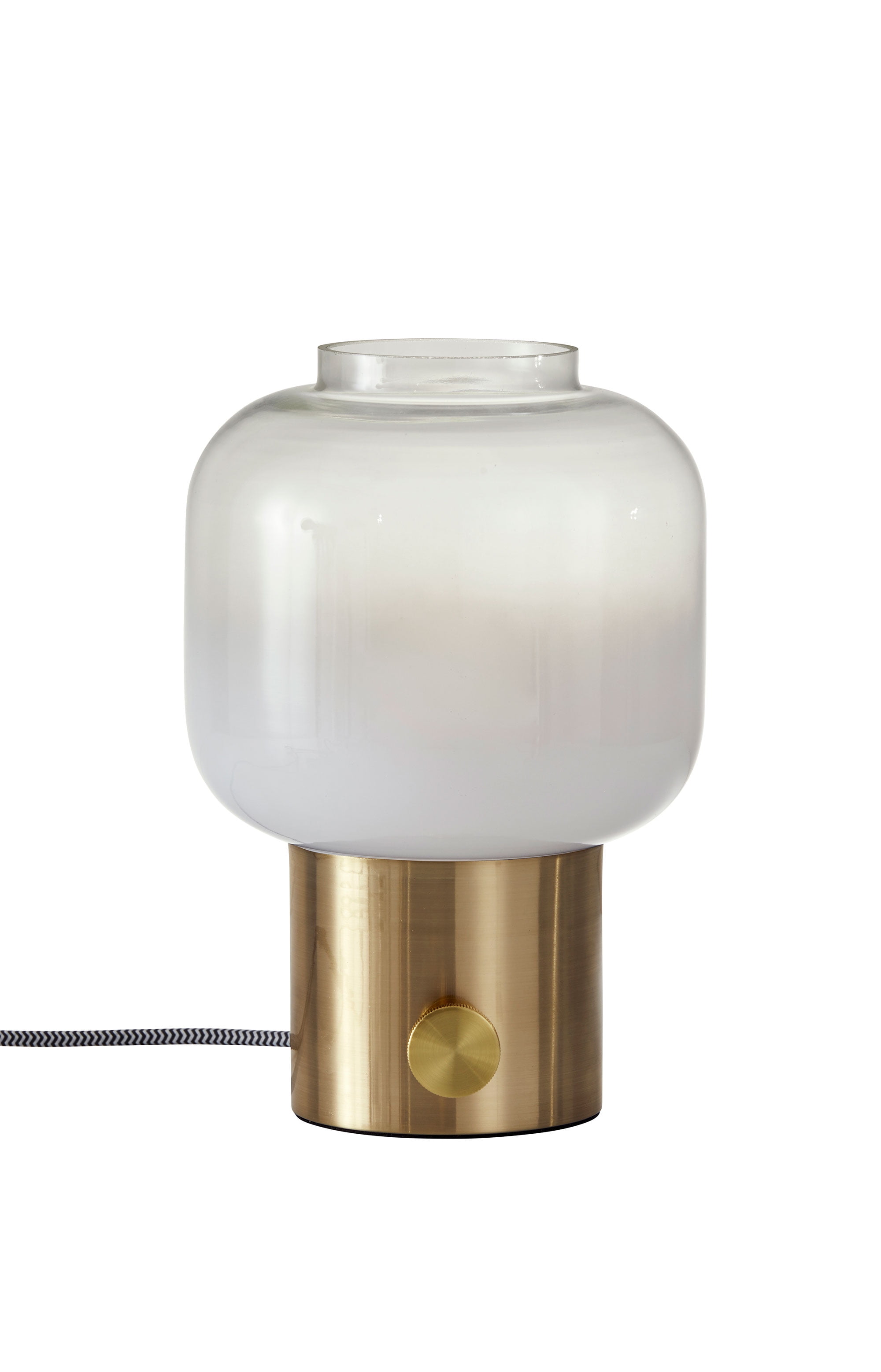 Antique Brass and White Glass Cylinder Table Lamp
