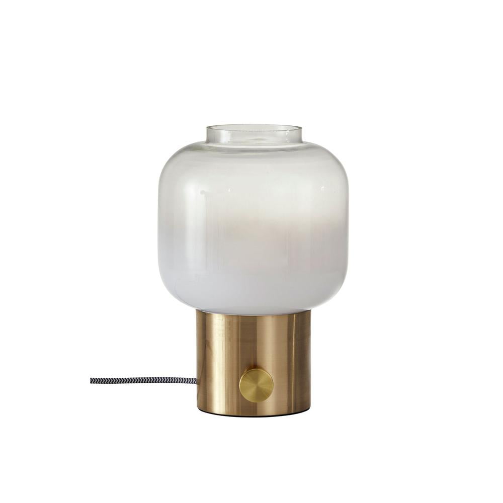Antique Brass and White Glass Cylinder Table Lamp