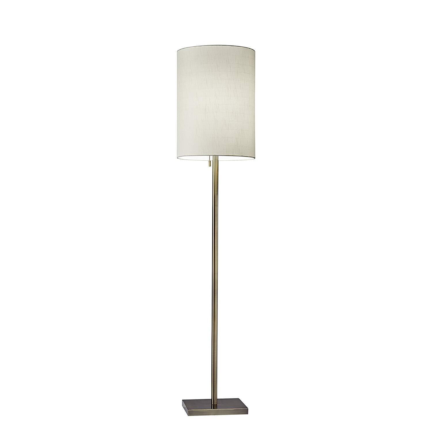 Elegant Antique Brass 60'' Floor Lamp with Beige Textured Shade