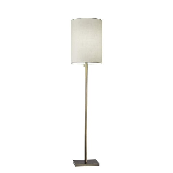 Adesso® Liam Floor Lamp, 60-1/2"H, Light Beige Shade/Antique Brass