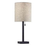 Adesso Liam22" Modern Pull-Chain Dark Bronze Table Lamp with Natural Textured Shade