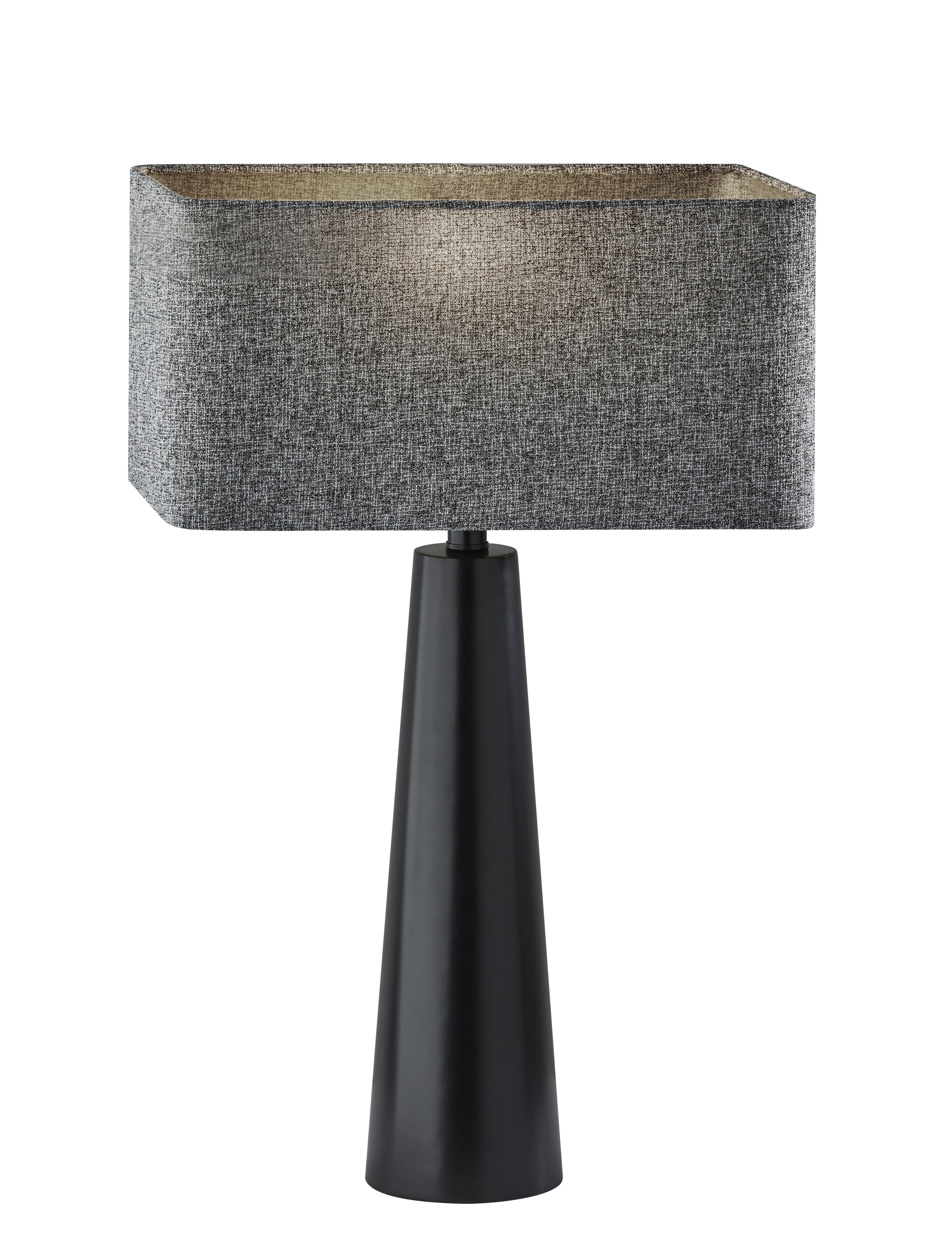Black Metal Table Lamp with Dark Grey Fabric Shade