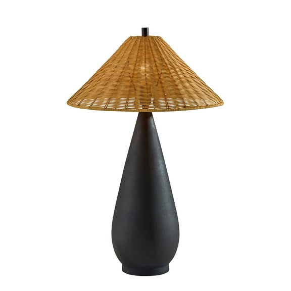 Adesso Lorelei 28" 1-Light Table Lamp with Brown Rattan Tapered Shade