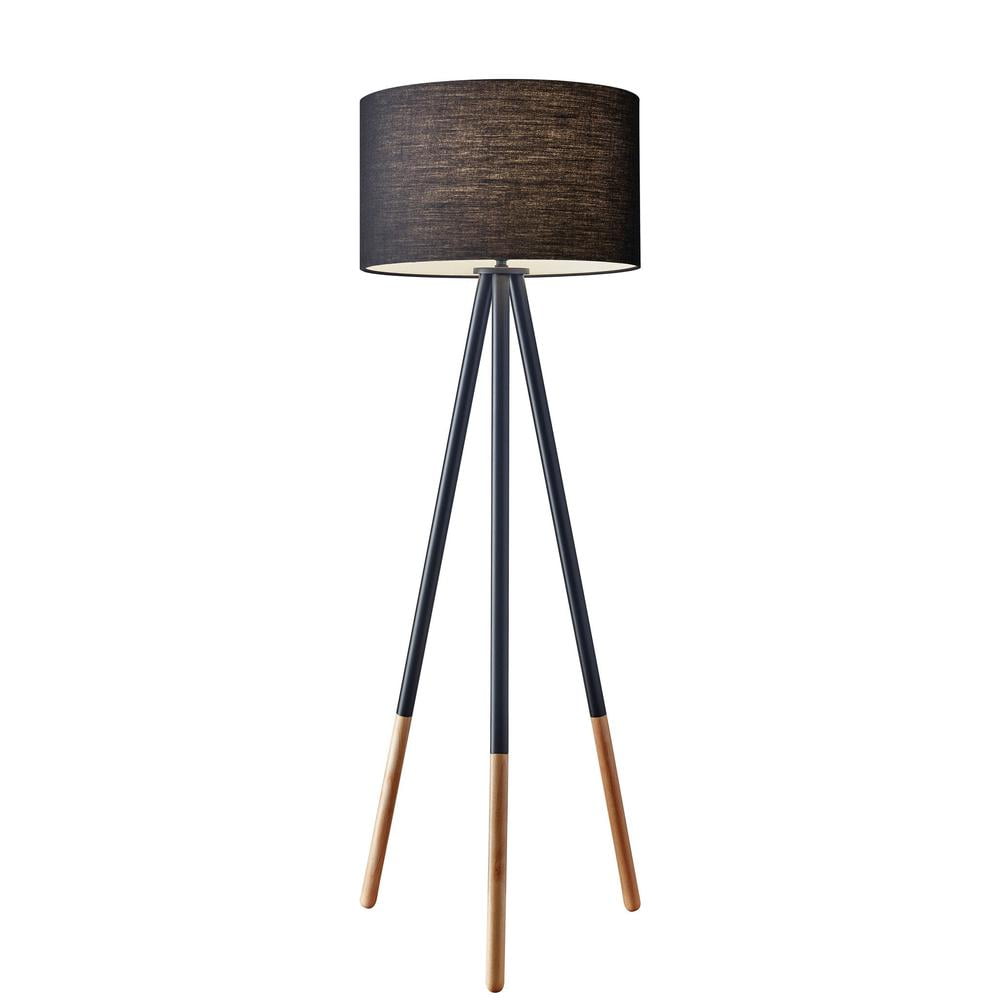 Louise 60.25" Black Tripod Floor Lamp with Fabric Shade