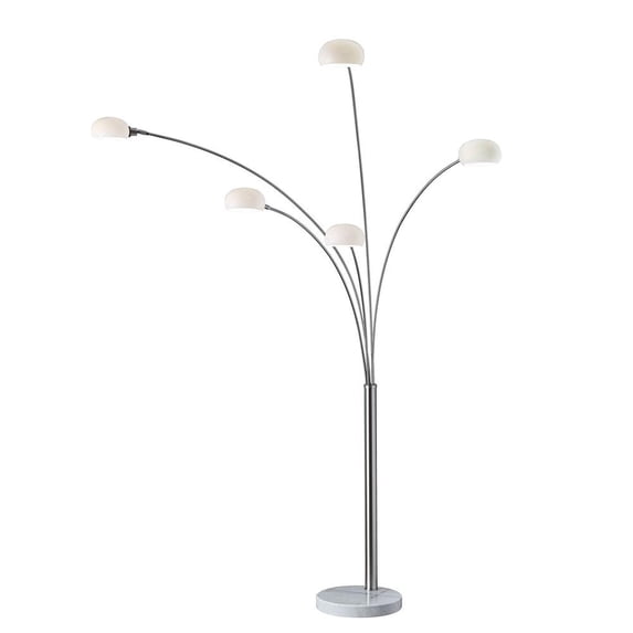Adesso® Luna Arc Floor Lamp, 86"H, White Shade/Brushed Steel