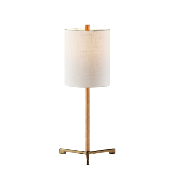 Adesso Maddox Table Lamp, 27"H, White Shade/Antique Brass Base