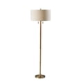 thumbnail image 1 of Adesso Madeline Floor Lamp, Natural RubberWood Base & Antique Brass, Wood Base, Off-White Textured Fabric Shade, 1 of 7
