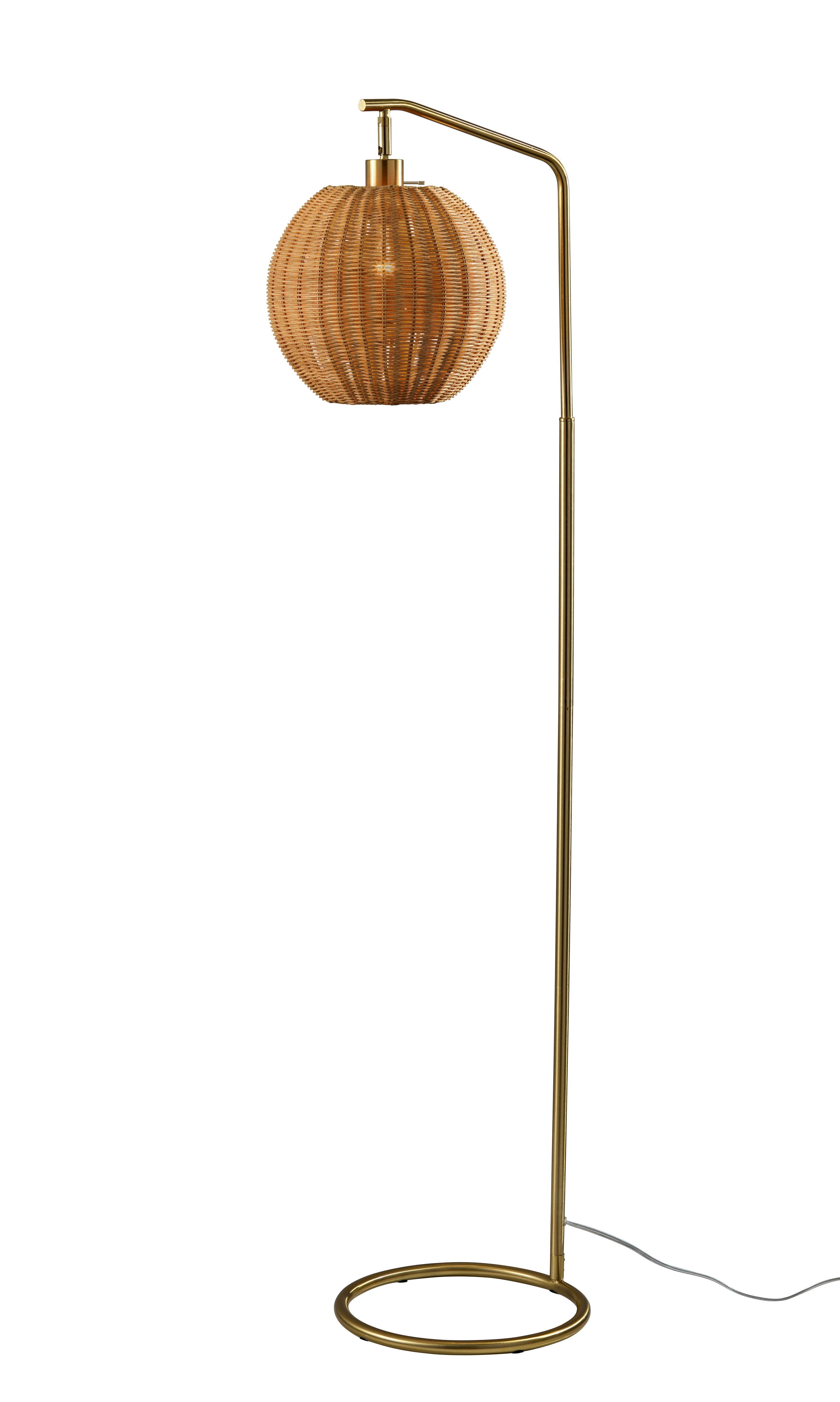 Adesso Maeve 60" Decorative Floor Lamp with Brown Rattan Globe Shade