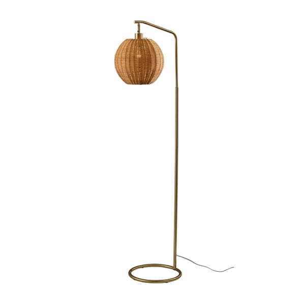 Adesso Maeve 60" Decorative Floor Lamp with Brown Rattan Globe Shade