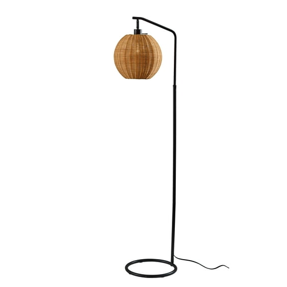 Adesso Maeve 60" Decorative Floor Lamp with Brown Rattan Globe Shade