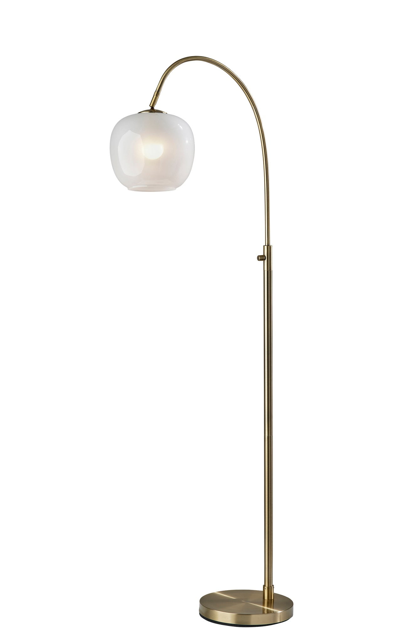Adesso Magnolia 61.75" Antique Brass Task Floor Lamp with White Glass Shade