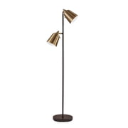 Adesso  Malcolm Floor Lamp, 57-1/2"H, Antique Brass Shade/Matte Black